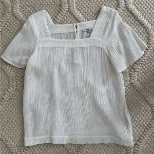 Madewell White Square Neck Blouse